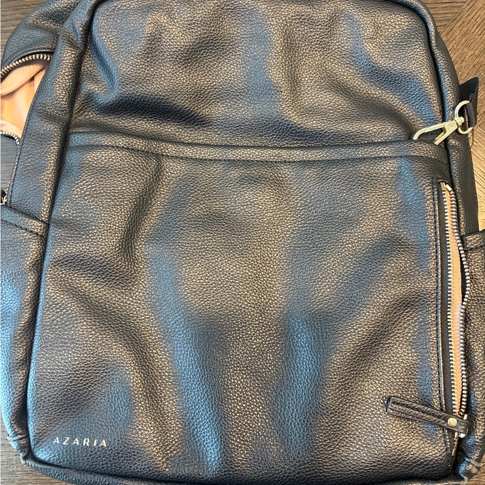 Azaria Black Vegan Leather Diaper Backpack